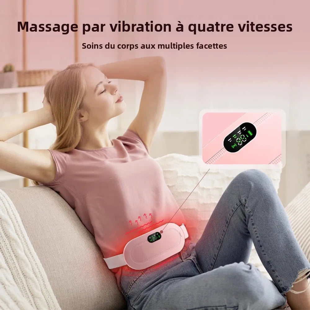 Ceinture de Massage Chauffante pour Règles Douloureuses - Masseur Vibrant Électrique pour Abdomen et Taille
