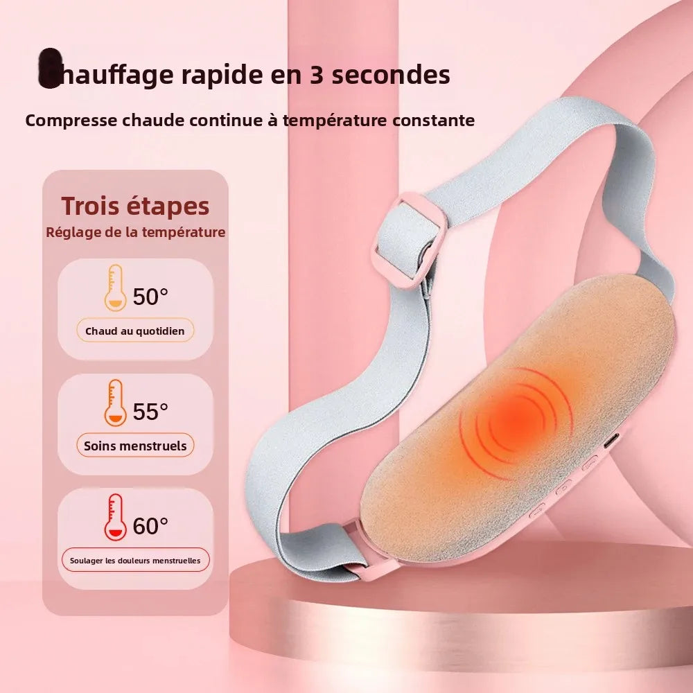 Ceinture de Massage Chauffante pour Règles Douloureuses - Masseur Vibrant Électrique pour Abdomen et Taille