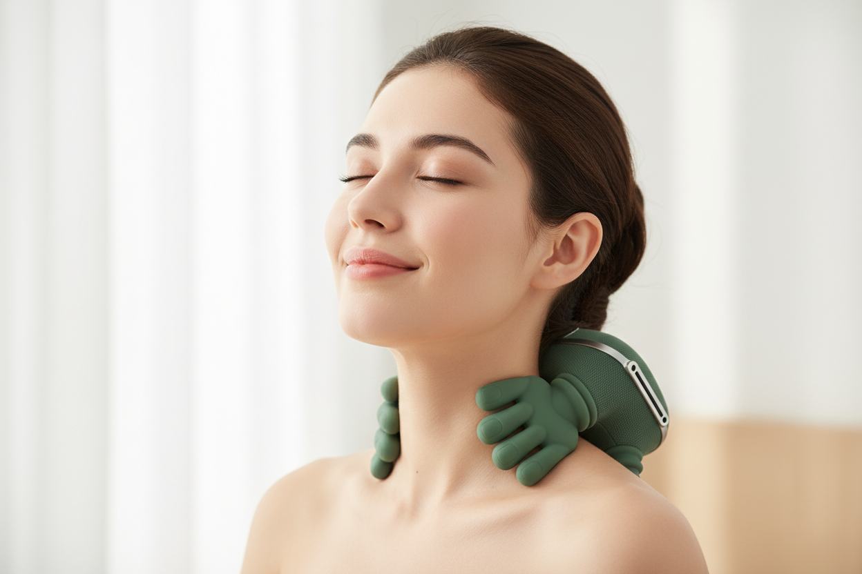 Femme soulagée avec le masseur bionique