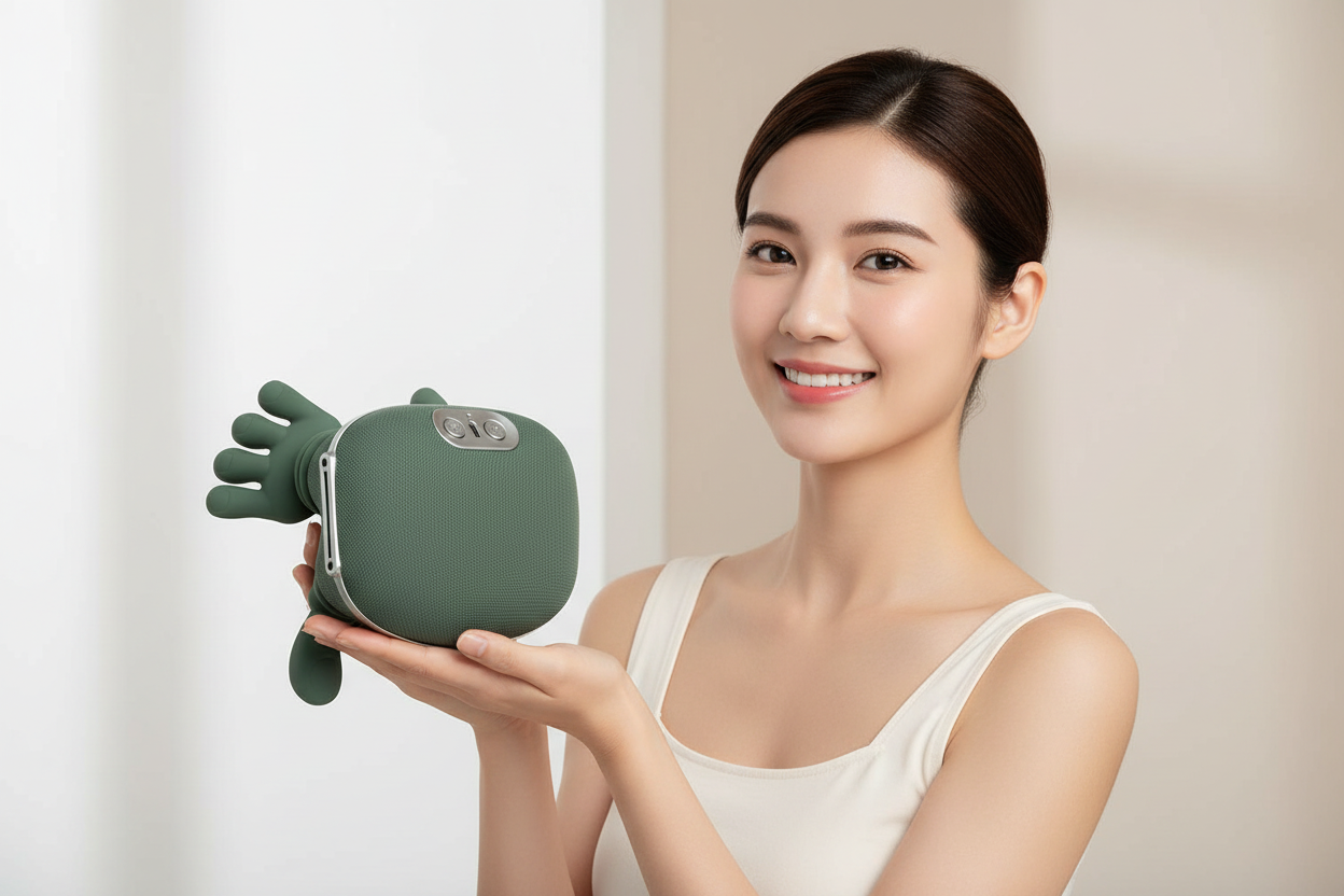 Femme tenant le masseur